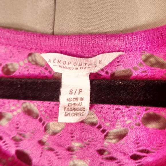 Aeropostale Magenta Purple Boho Lace Sweater Small Diamond Print - Picture 3 of 7